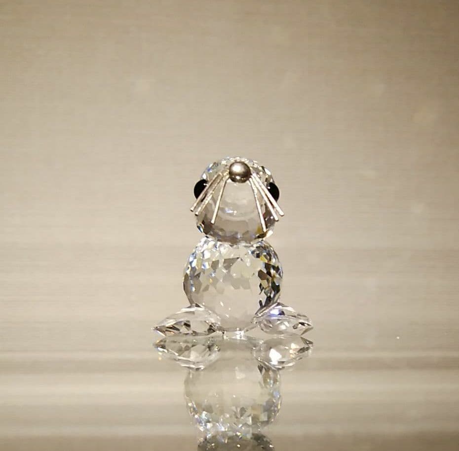 レア　スワロフスキー　北米限定バージョン　シルバーひげのアザラシ　親子　置物