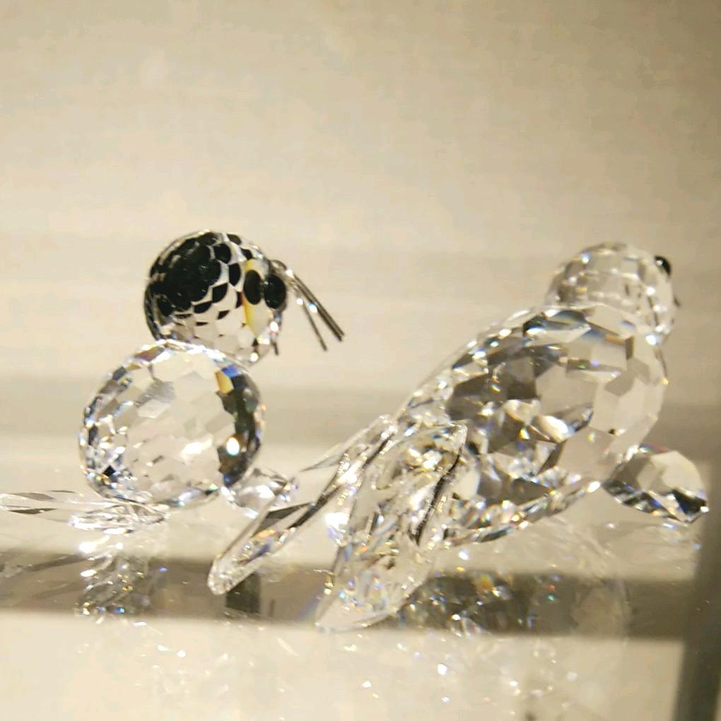 レア　スワロフスキー　北米限定バージョン　シルバーひげのアザラシ　親子　置物