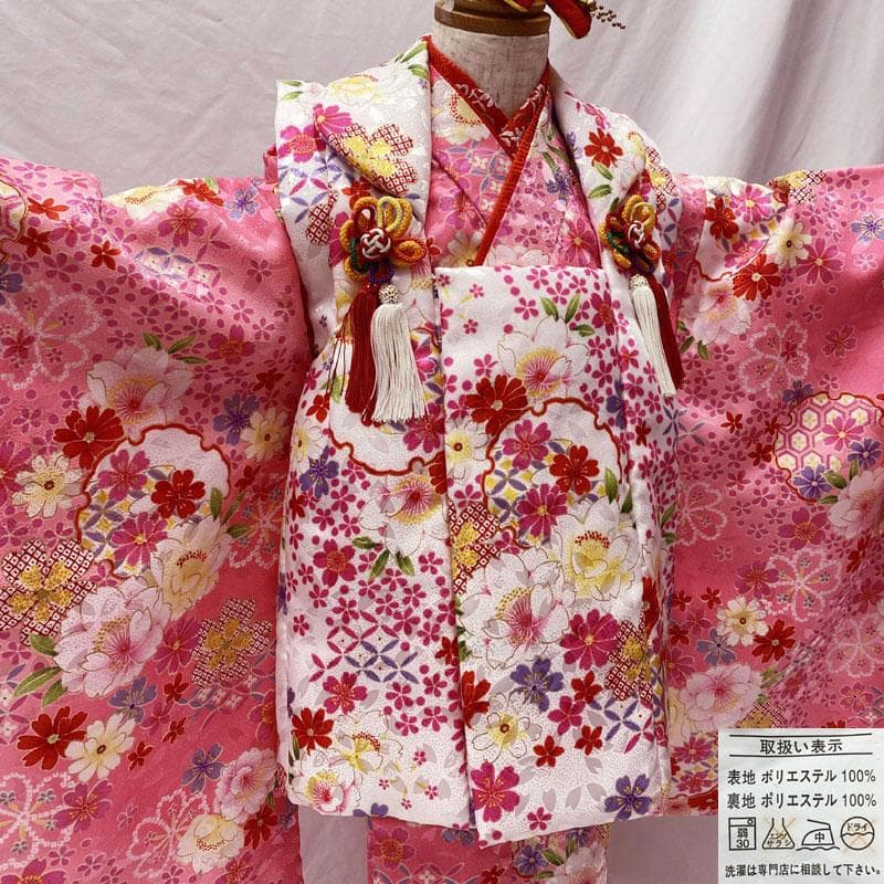 506ag42◎七五三 三歳 女児 着物&被布&長襦袢&小物 フルセット◎美品