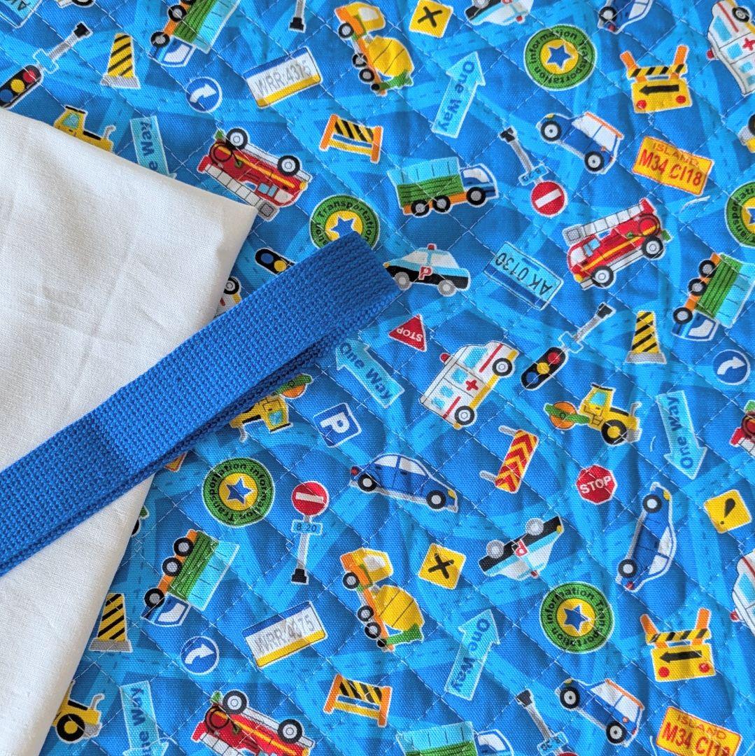 レッスンバッグ 40×30 サイズオーダー◎ 裏地付き【くるま青/キルティング】