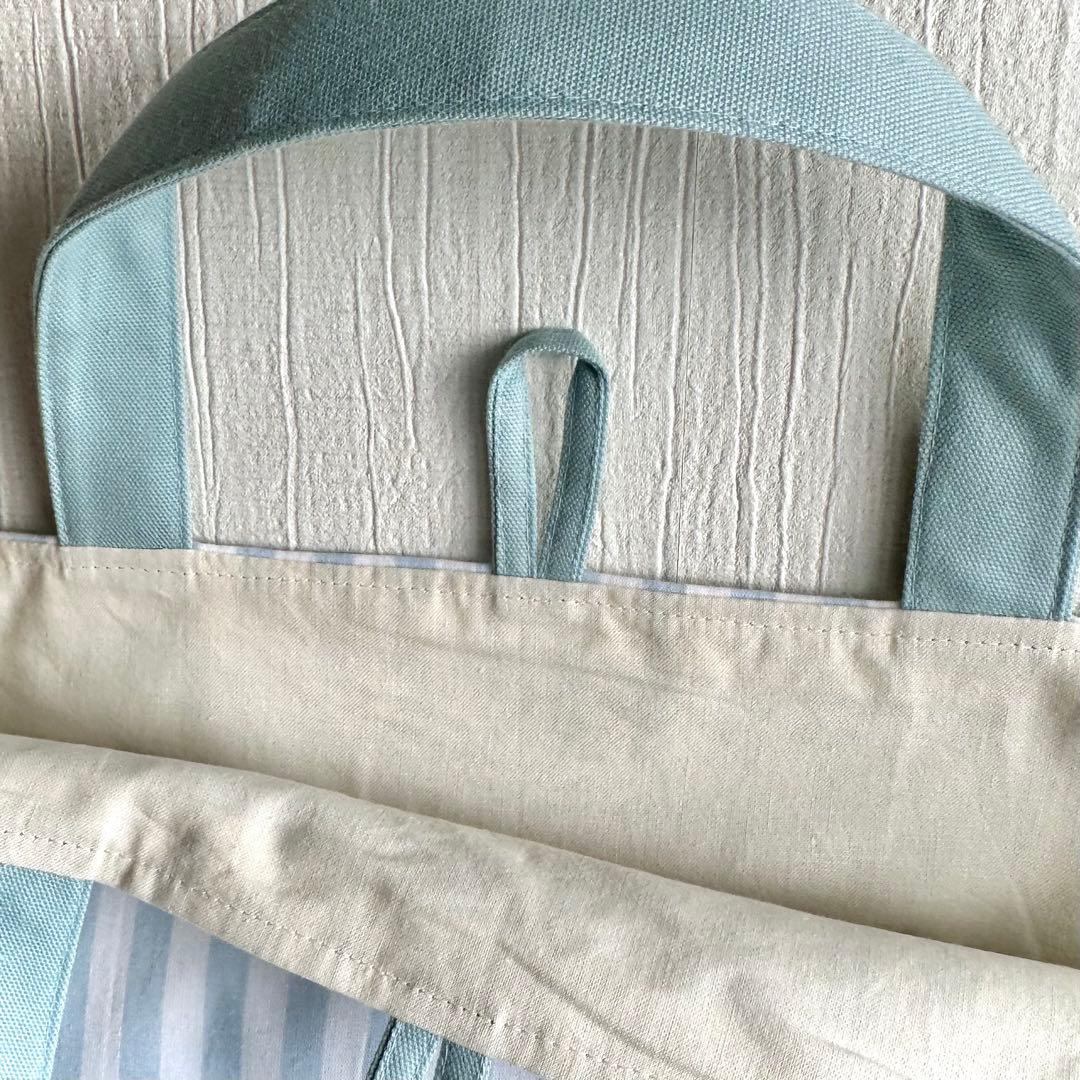 ぴー様　レッスンバッグ　手提げ　絵本　入園入学　女の子　ストライプ　ハンドメイド