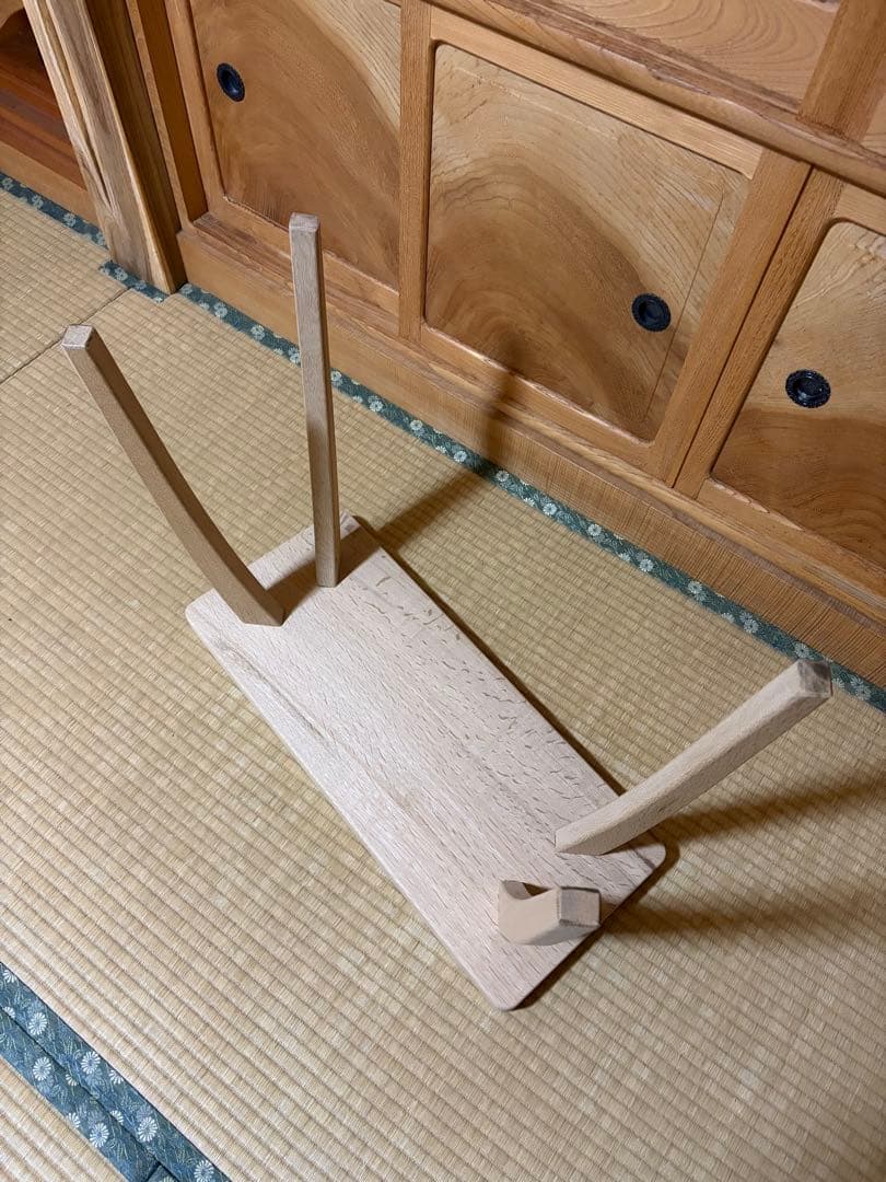 1368建具屋58年のおじいさんの手作り木製サイドテーブル、イス、スツール