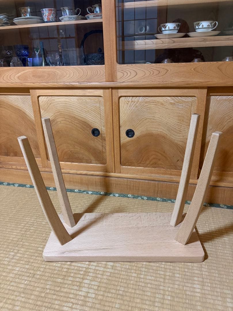 1368建具屋58年のおじいさんの手作り木製サイドテーブル、イス、スツール