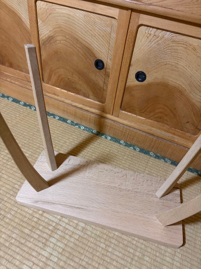 1368建具屋58年のおじいさんの手作り木製サイドテーブル、イス、スツール