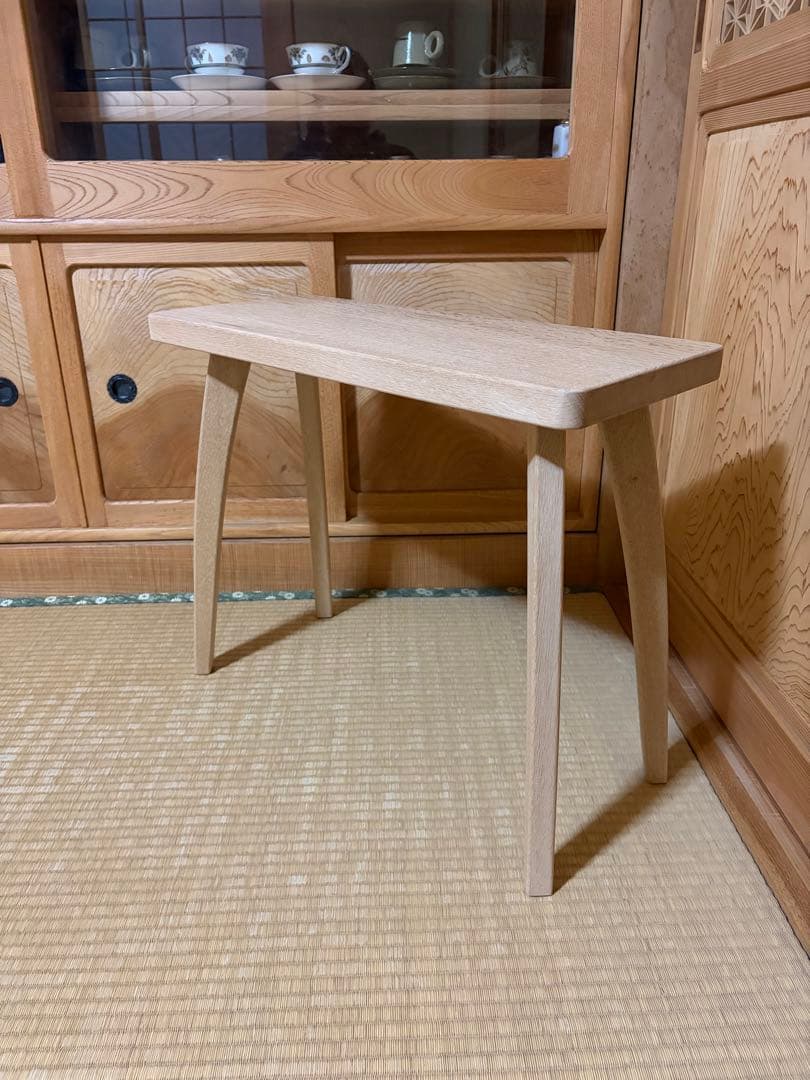 1368建具屋58年のおじいさんの手作り木製サイドテーブル、イス、スツール