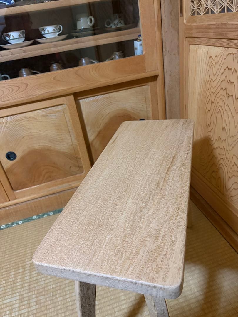 1368建具屋58年のおじいさんの手作り木製サイドテーブル、イス、スツール