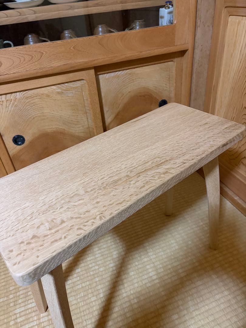 1368建具屋58年のおじいさんの手作り木製サイドテーブル、イス、スツール