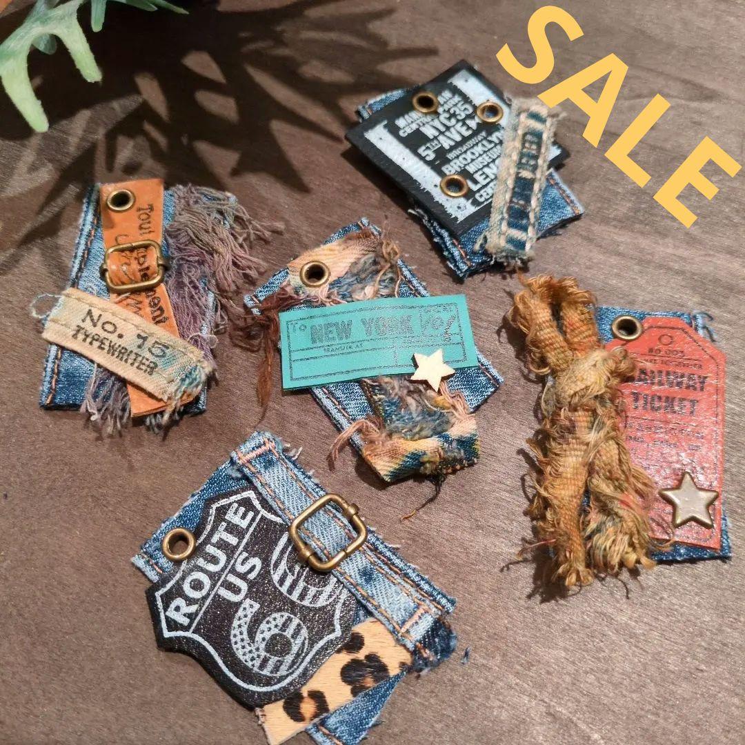［SALE］デニムリメイク☆ROUTE66★男前タグ②✨️革タグ