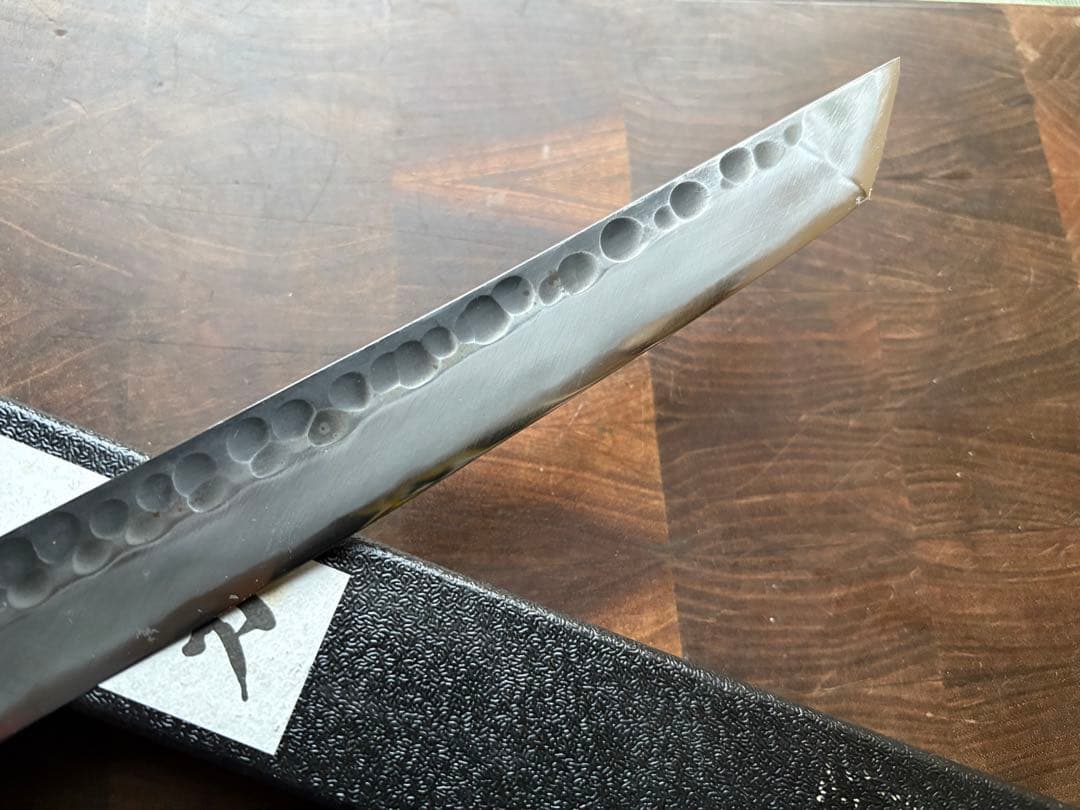 越前打刃物　弥氏 良寬　先丸　蛸引　240mm 包丁　白鋼　刺身　和包丁　槌目