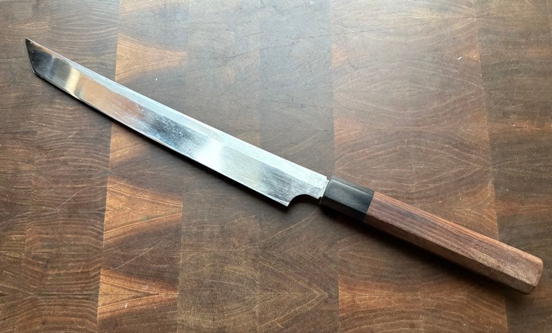 越前打刃物　弥氏 良寬　先丸　蛸引　240mm 包丁　白鋼　刺身　和包丁　槌目