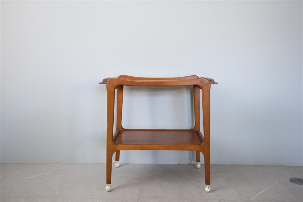 英国アンティーク木製キッチンワゴン/トロリーテーブル/チーク材机(92-135)