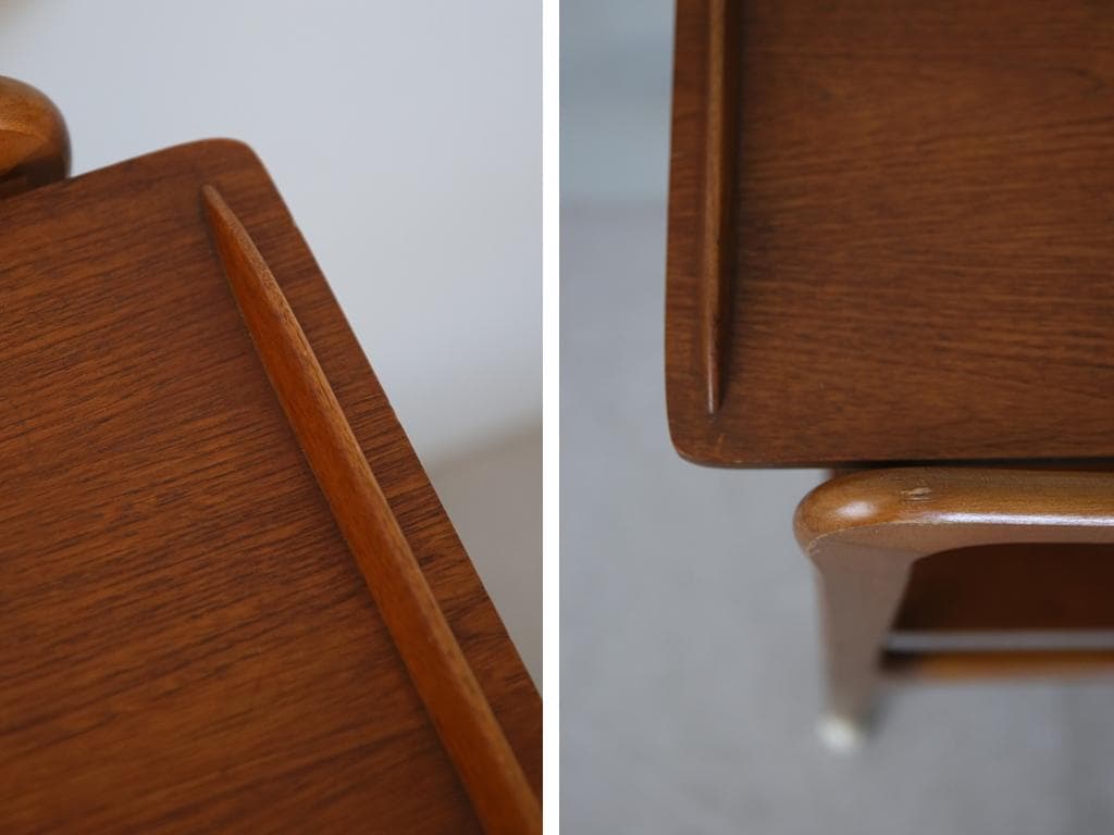 英国アンティーク木製キッチンワゴン/トロリーテーブル/チーク材机(92-135)