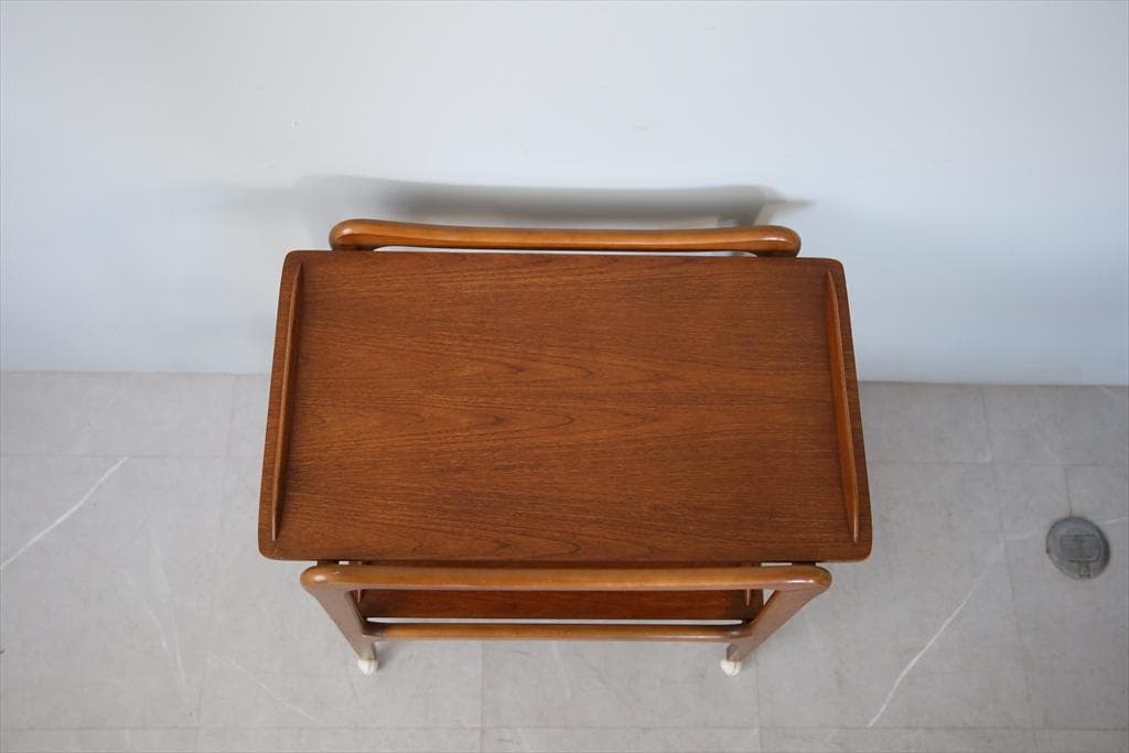 英国アンティーク木製キッチンワゴン/トロリーテーブル/チーク材机(92-135)