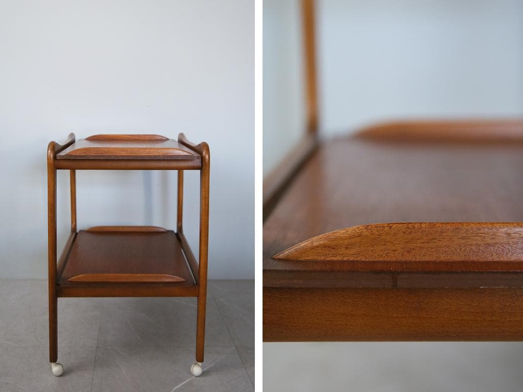 英国アンティーク木製キッチンワゴン/トロリーテーブル/チーク材机(92-135)