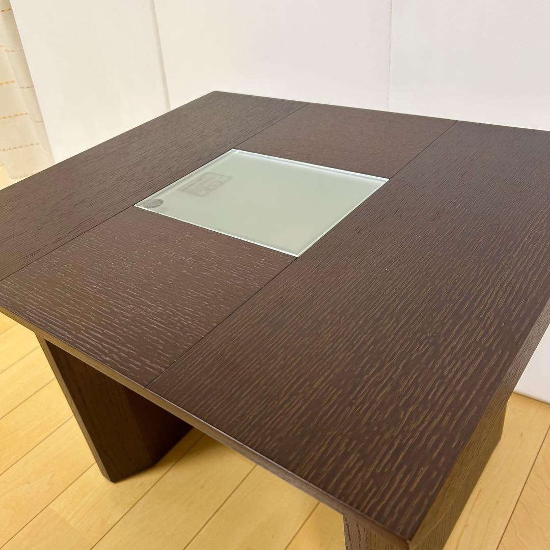 IDCOTSUKA 大塚家具　コーヒーテーブル　天然木　強化ガラス　ゼブラーノ