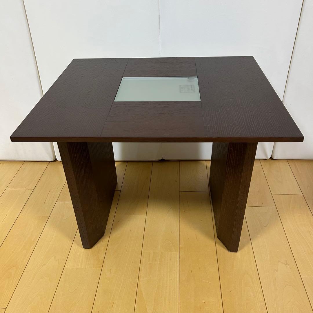 IDCOTSUKA 大塚家具　コーヒーテーブル　天然木　強化ガラス　ゼブラーノ