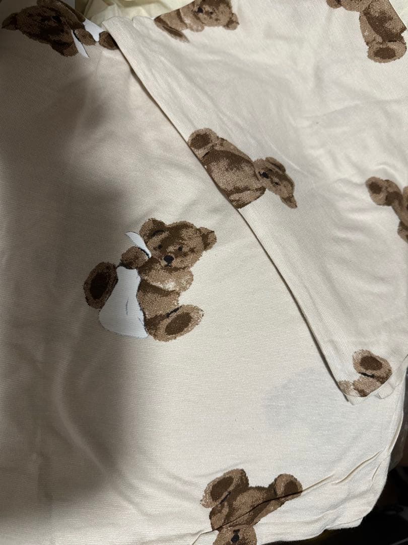 ジェラートピケ　ベア　寝具　2点セット　ダブル　ベージュ