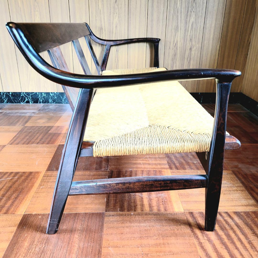 【希少品】松本民芸家具 #77型 ラッシチェア 3人掛け