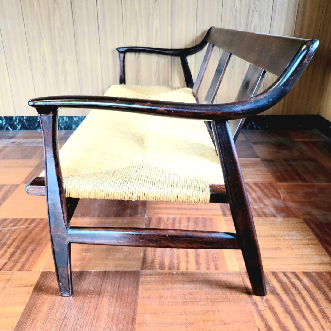 【希少品】松本民芸家具 #77型 ラッシチェア 3人掛け