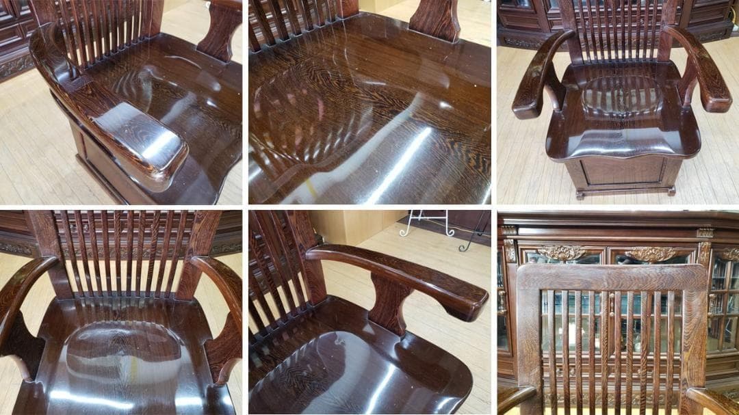 ｌ22　鉄刀木　タガヤサン　収納付き　アームチェア