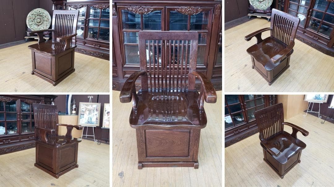 ｌ22　鉄刀木　タガヤサン　収納付き　アームチェア