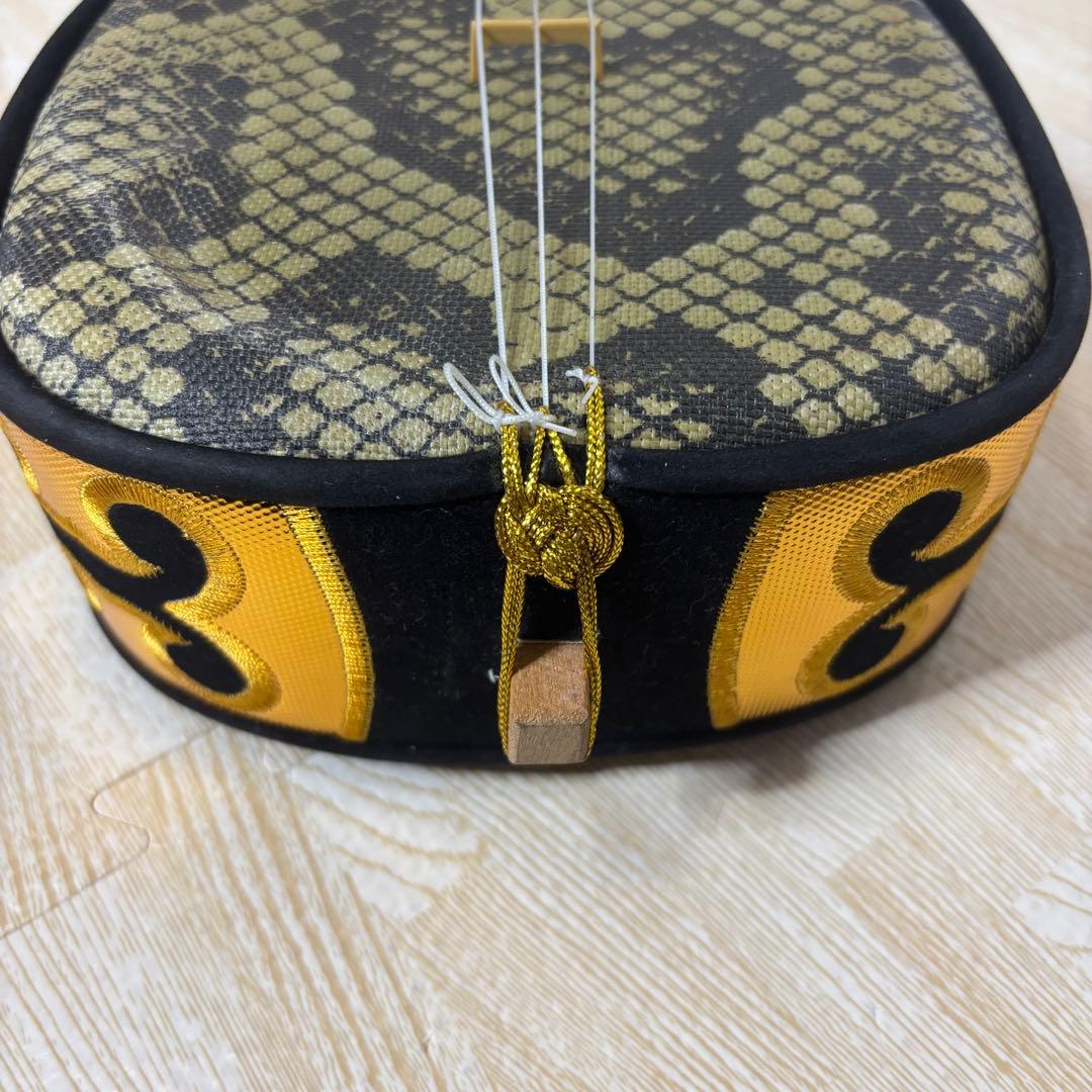 沖縄三線 人工皮 蛇柄 弦楽器 教本 バチ ケース付き 入門　初心者向