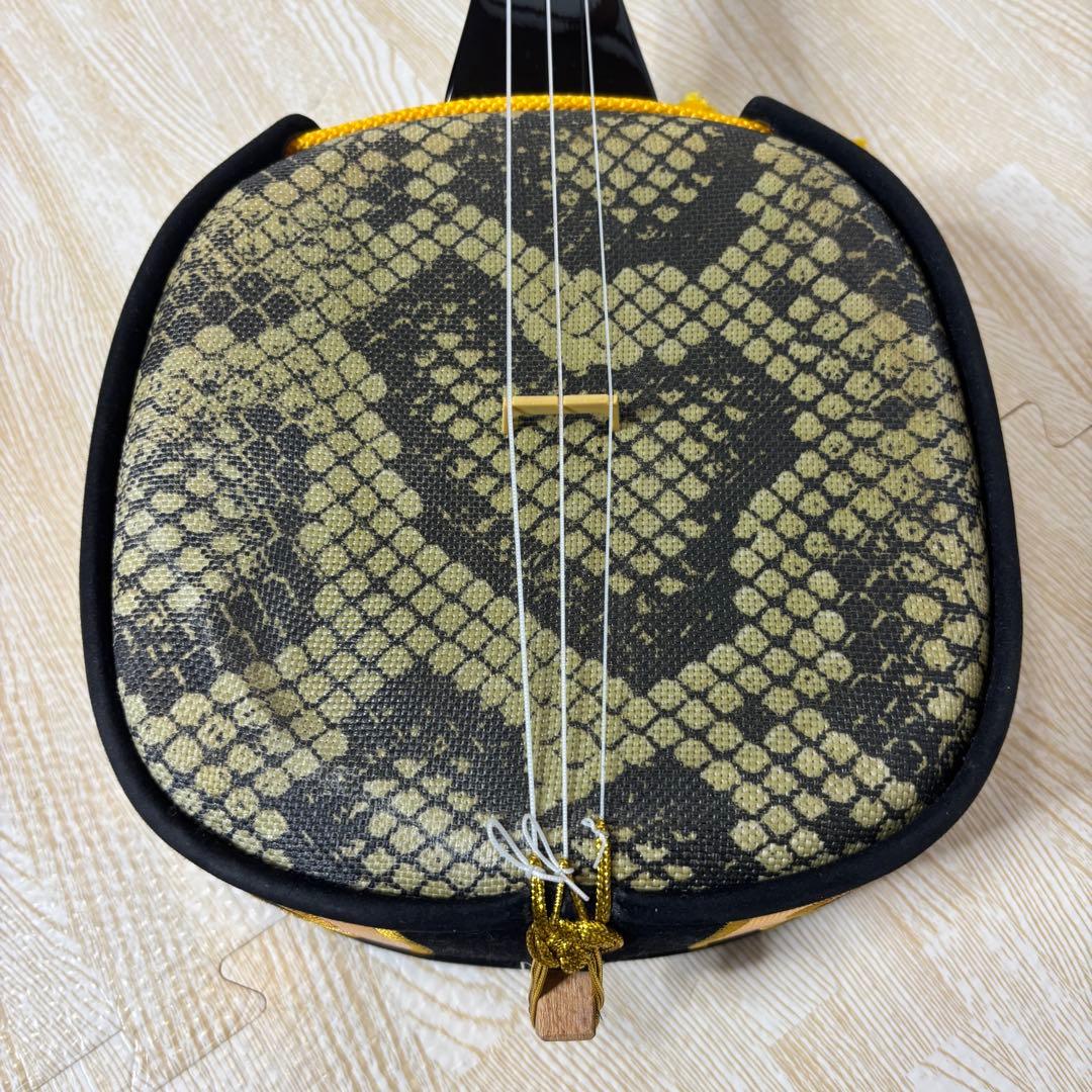 沖縄三線 人工皮 蛇柄 弦楽器 教本 バチ ケース付き 入門　初心者向