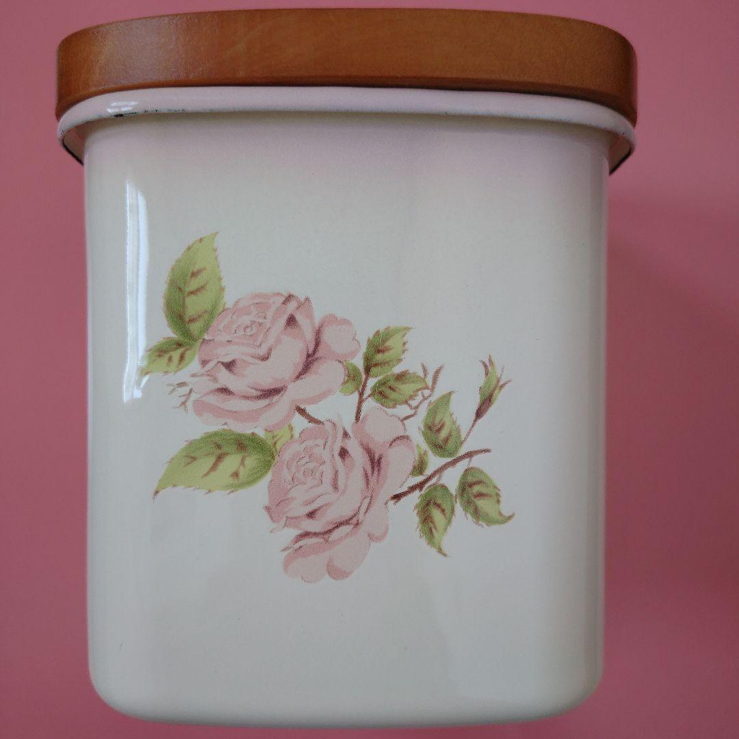 【imane イマン】 ダイアナローズ 四角キャニスター　ホーロー 旧商品希少