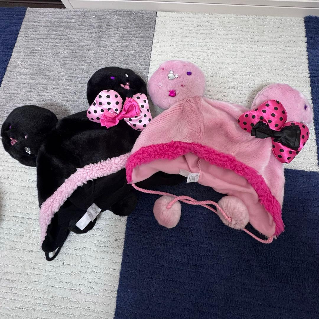 ミニーファンキャップ ピンク 黒 2個セット - メルカリ