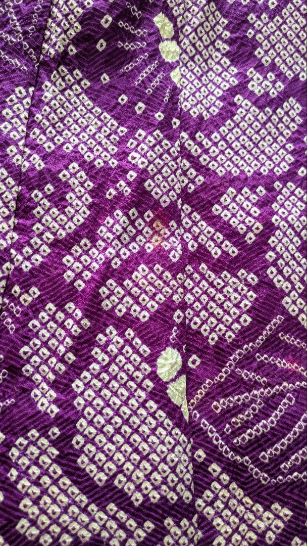 5-7歳 レトロ正絹紫絞り牡丹 七五三 お着物・作り帯セット