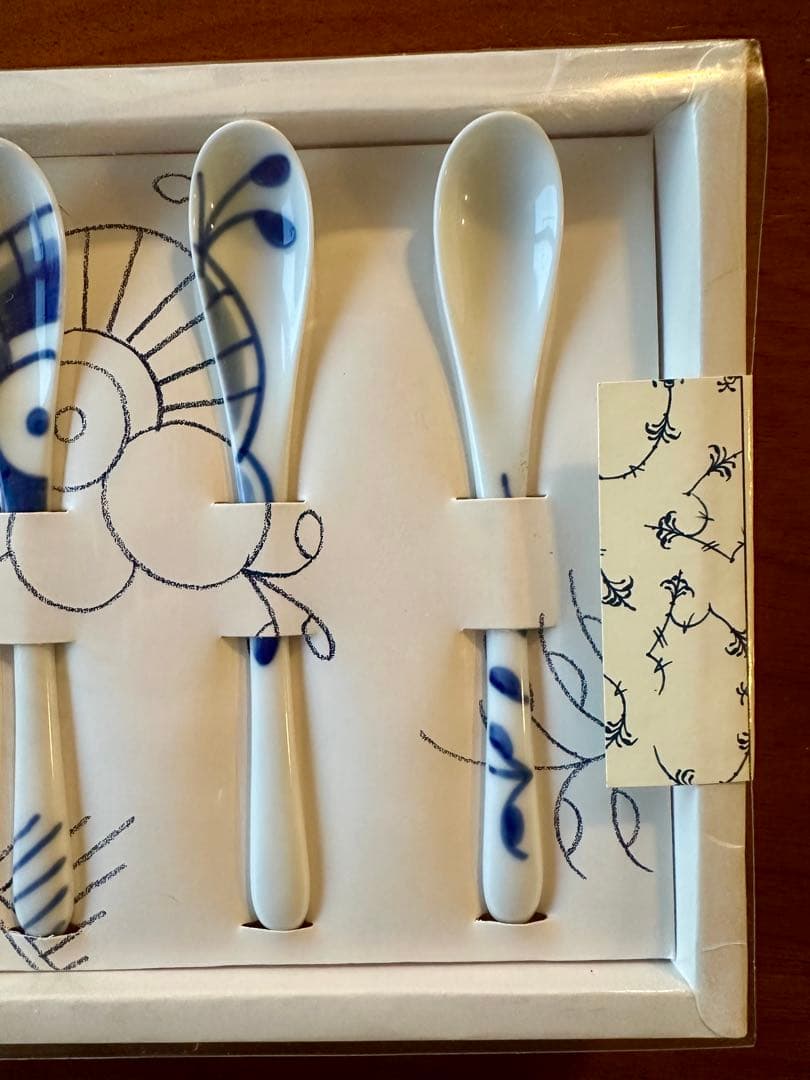 未使用品　ロイヤルコペンハーゲン ブルーフルーテッド メガ スプーン 4点 箱付