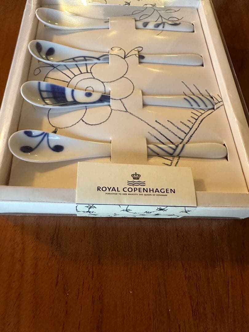 未使用品　ロイヤルコペンハーゲン ブルーフルーテッド メガ スプーン 4点 箱付