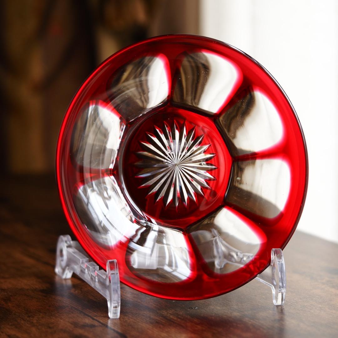 バカラ カット ボウル＆ソーサー セット B469b / エンパイア 金赤