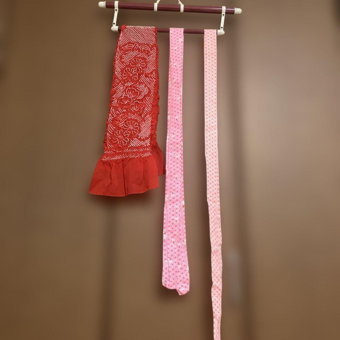 紫色の花柄着物 セット　七五三用（女の子7歳）昭和レトロ