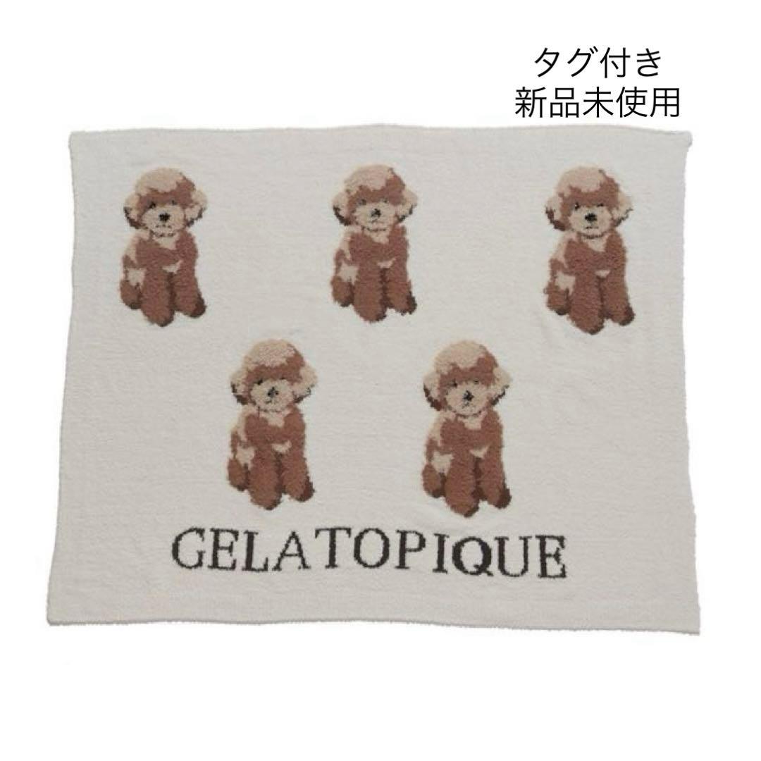 ジェラートピケ トイプードルジャガードブランケット 毛布 膝掛け わん