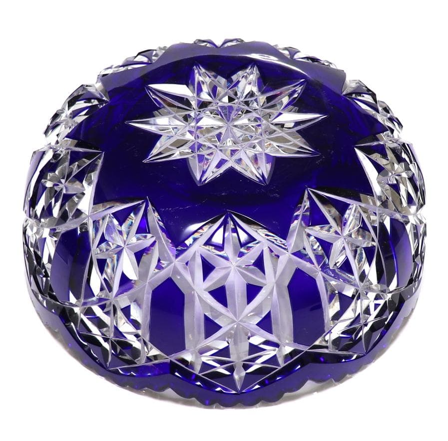 オールド・バカラ 1890年 美術館級 大型鉢 22.8cm 1.7kg 青色