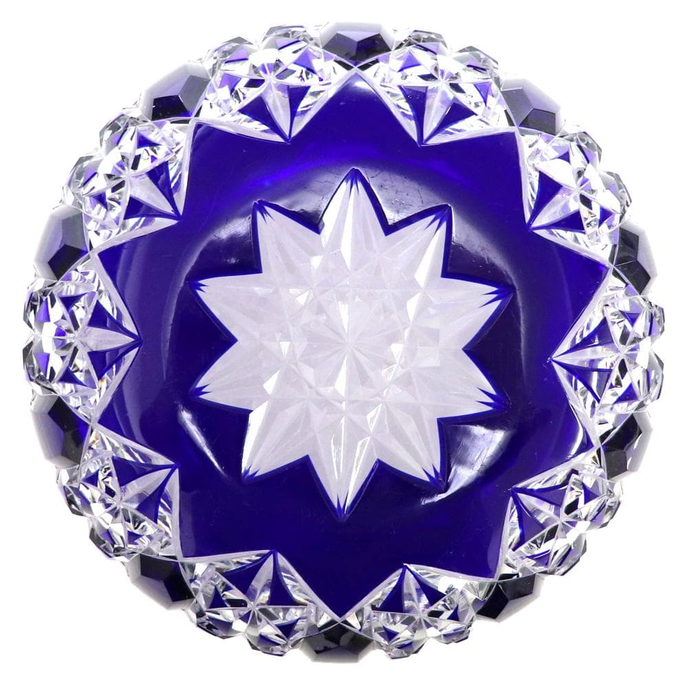 オールド・バカラ 1890年 美術館級 大型鉢 22.8cm 1.7kg 青色