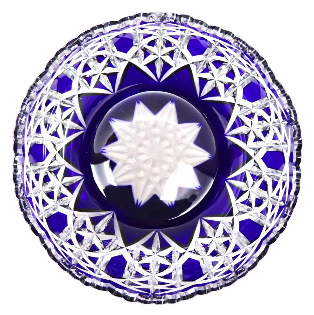 オールド・バカラ 1890年 美術館級 大型鉢 22.8cm 1.7kg 青色