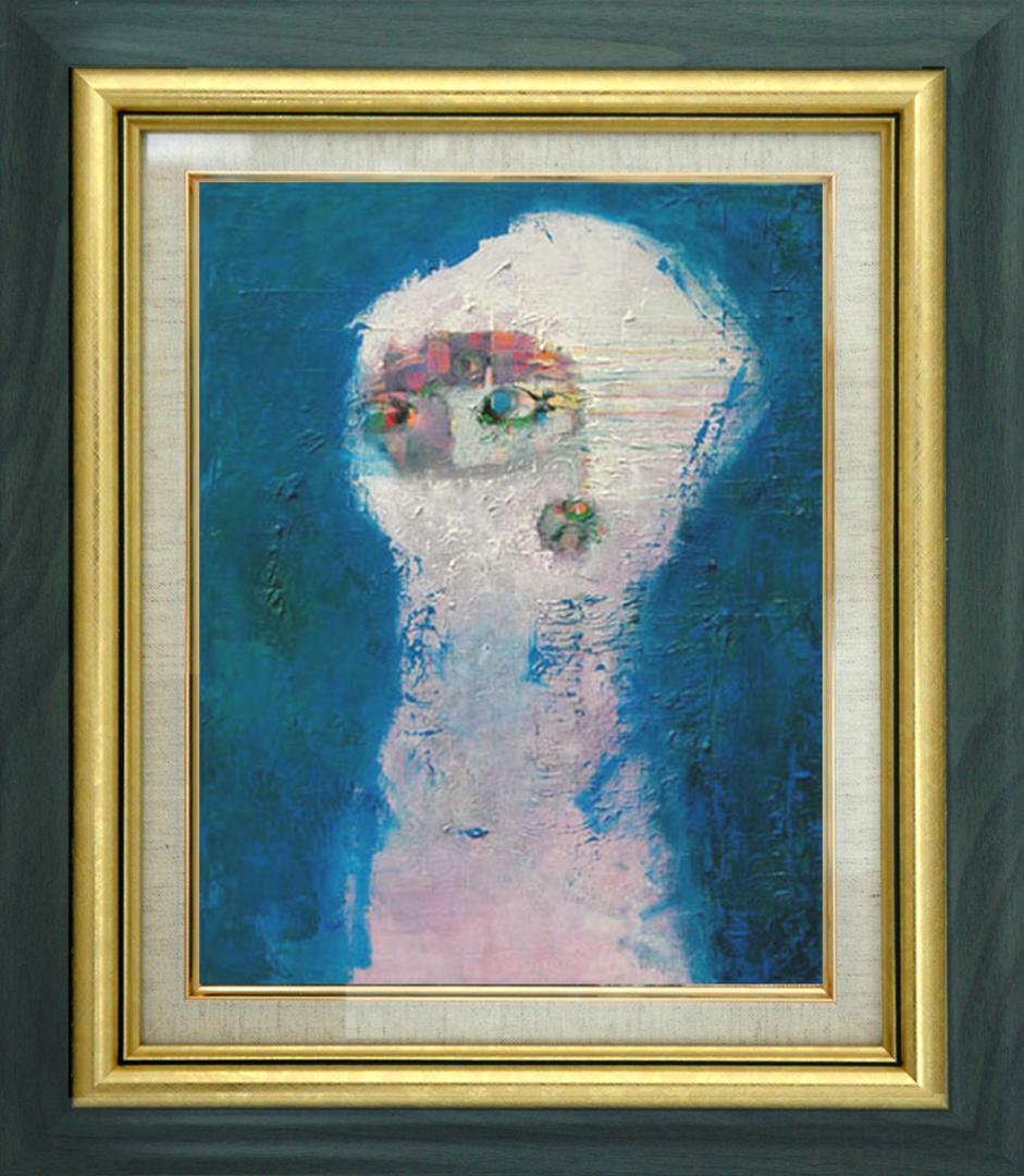 絵画 額付( 青緑＋金色の枠 ) 油絵 F3-041214私の愛しい女たち