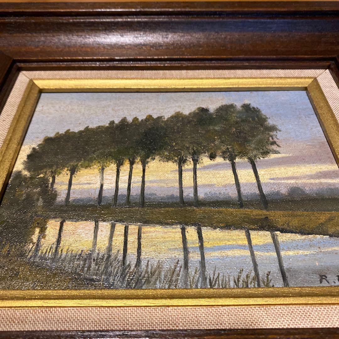 A. Poppe 風景画 油彩画 ブラウンフレーム