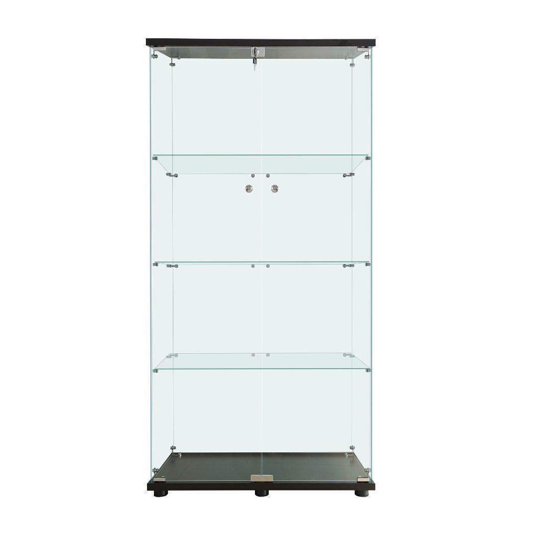 ガラスケース 4段両扉 コレクション フィギュア 棚 ショーケース 黒2002