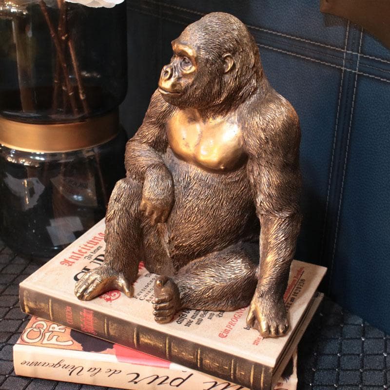 アニマルオブジェ ゴリラ 置物 ブロンズ インテリア小物 140-287