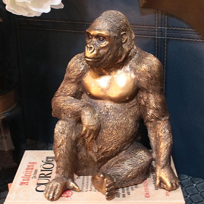 アニマルオブジェ ゴリラ 置物 ブロンズ インテリア小物 140-287