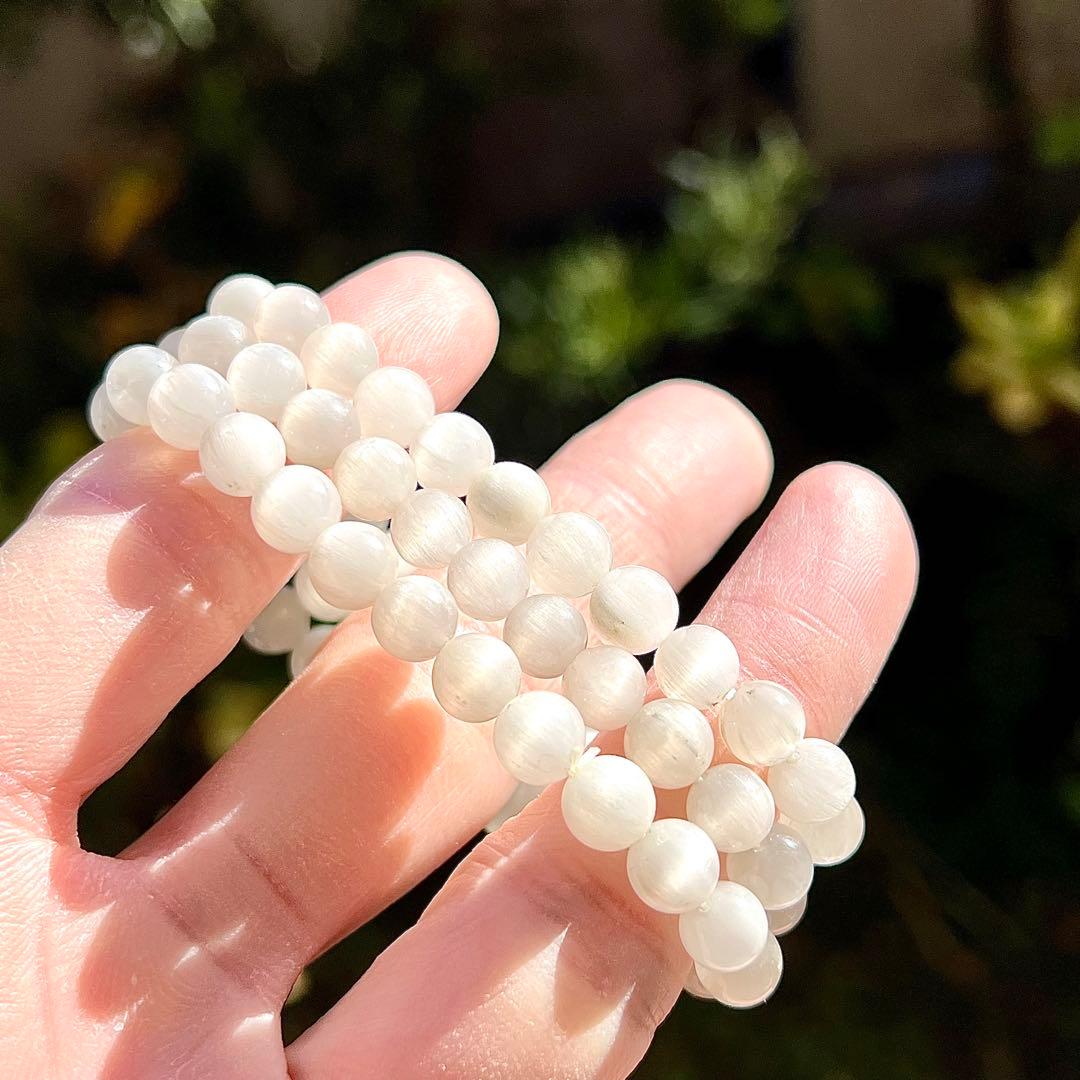 最高級　3連ホワイトサゲニティッククォーツ　ネックレス＆ブレスレット　2