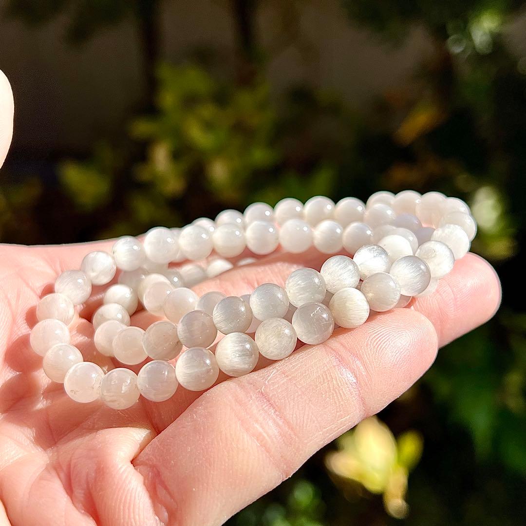 最高級　3連ホワイトサゲニティッククォーツ　ネックレス＆ブレスレット　2