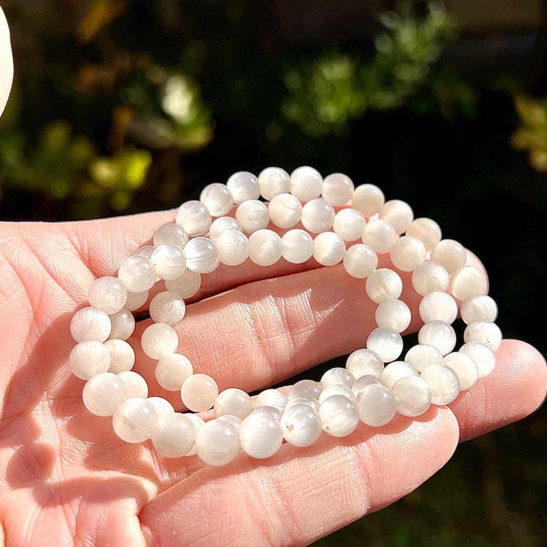 最高級　3連ホワイトサゲニティッククォーツ　ネックレス＆ブレスレット　2