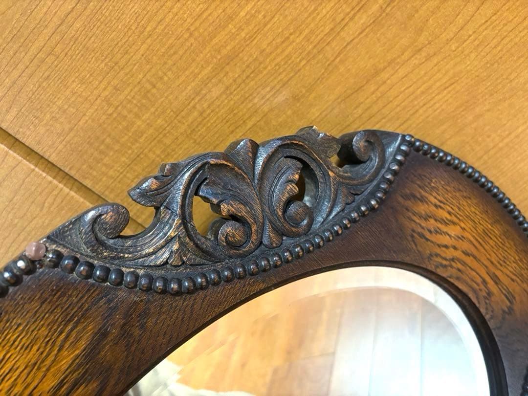 美品 アンティーク ヴィンテージ 英国 ウォールミラー 鏡 イギリス 楕円