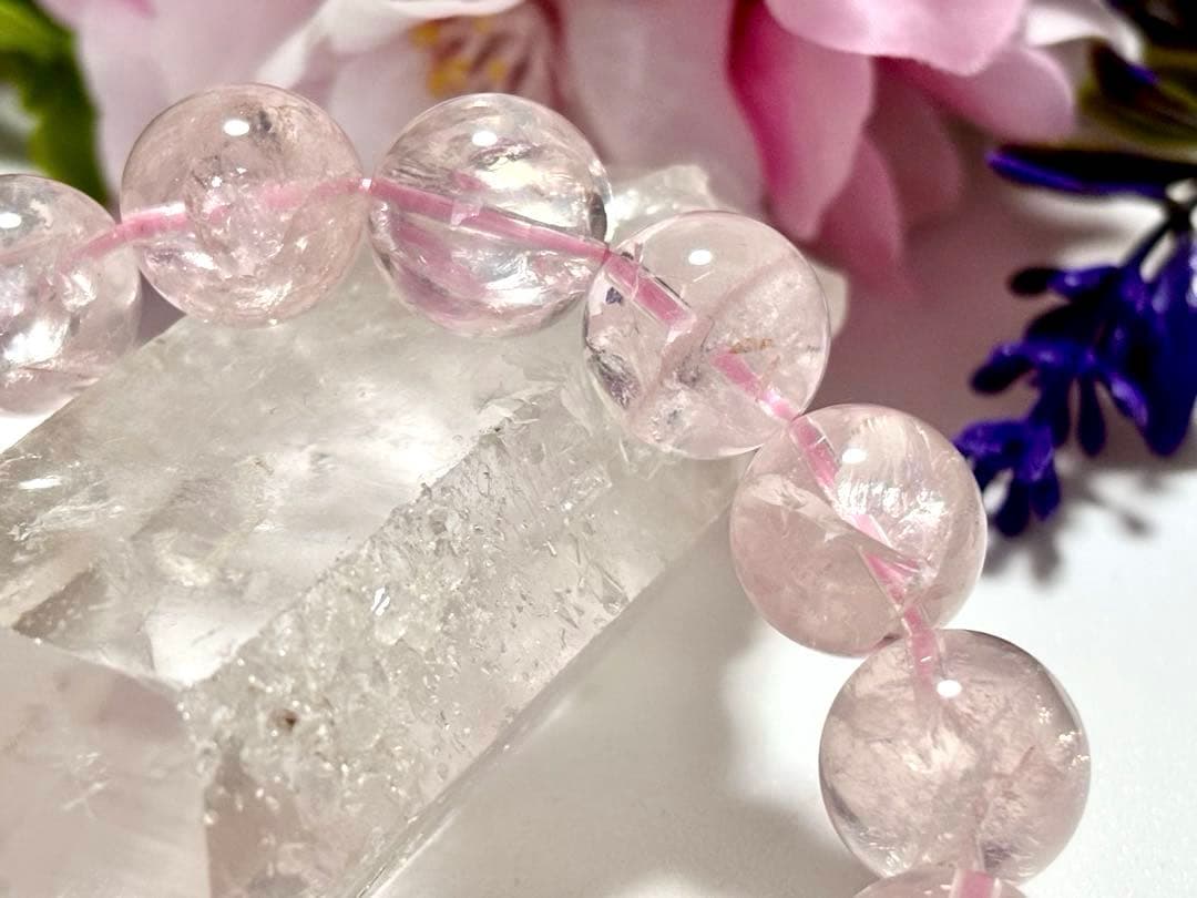 はち　虹煌めく愛の守護石　幻のプレミアムアイリスローズクォーツ　13.1㎜