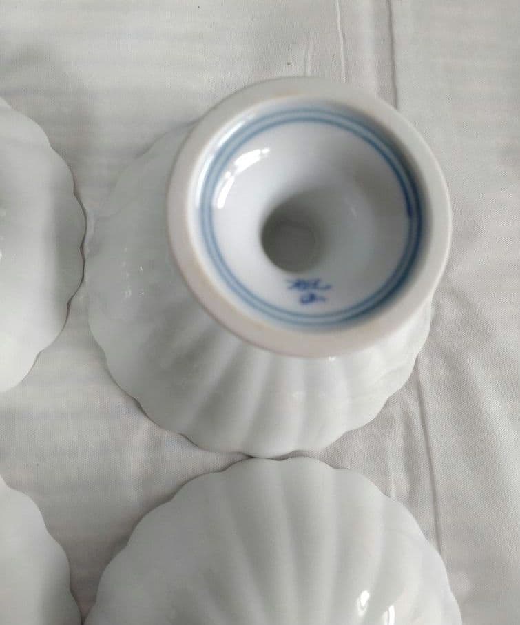 有田焼　賞美堂　観山　白磁　菊割皿揃5枚　高台鉢揃5個セット