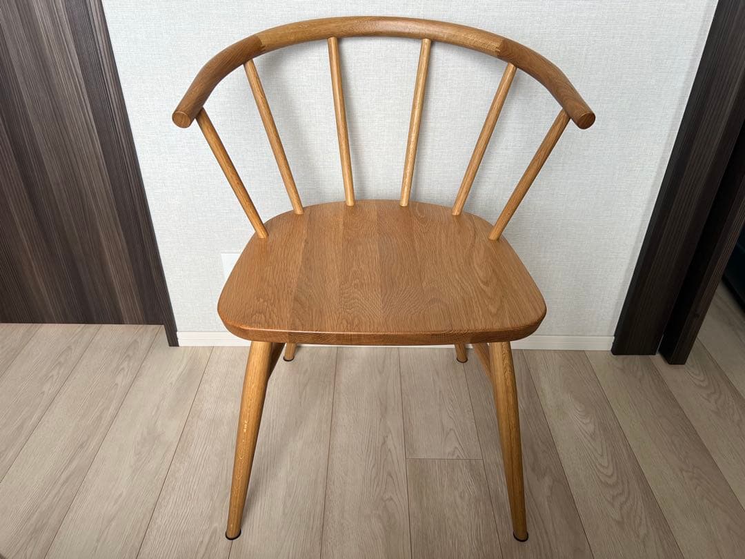 無印良品　ブナ材アームチェア　丸脚